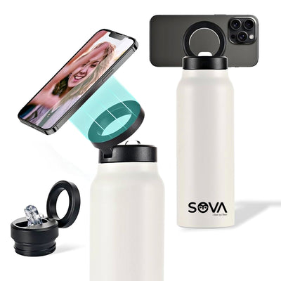 Sova Sunt Hydrohold™ 24oz – Black Water Bottle with Magnetic Phone Holder 2x700ml