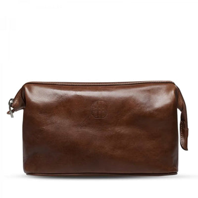Benjamin Barber Brown Leather Toilet Bag