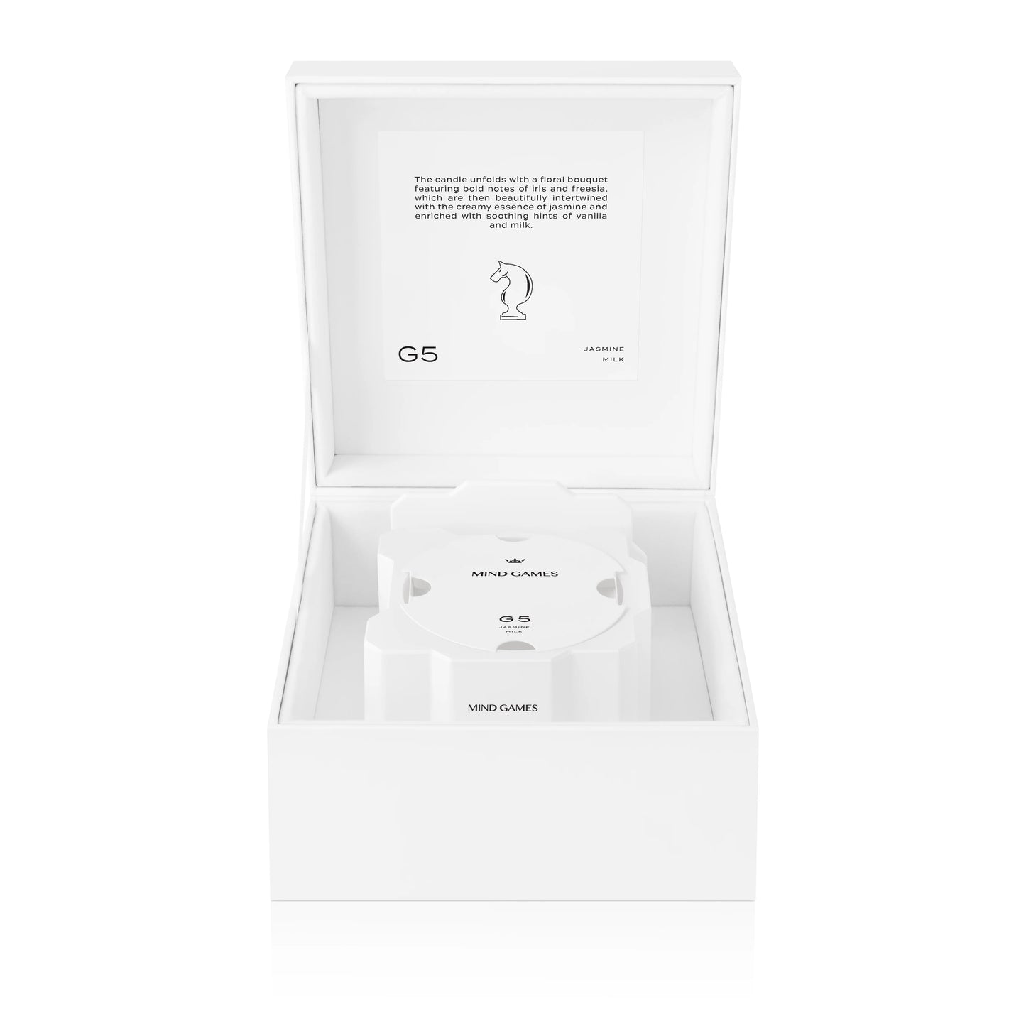 Mind Games G5 White Knight Jasmine Milk 10oz Luxury Candle 283g